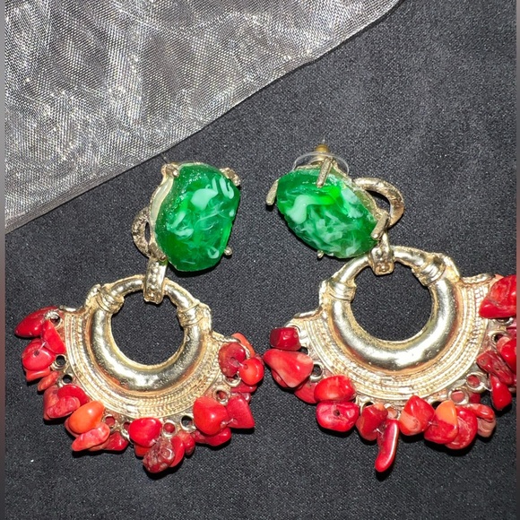 Artist Made Italian Inspired Statement Pierced Earrings - Picture 1 of 3